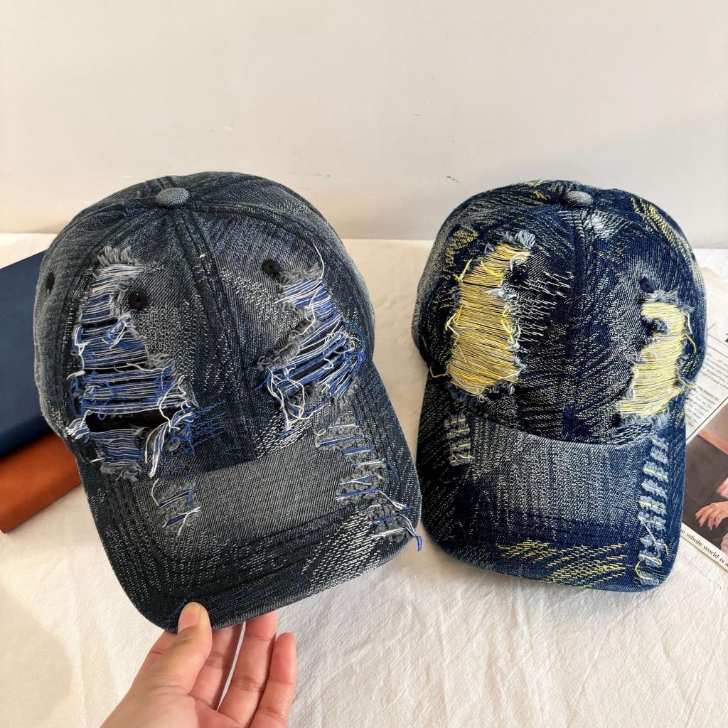 Four Seasons Face Small Casual Versatile Cap Trendy Men Fashion Washed Old Ripped Baseball Cap Children