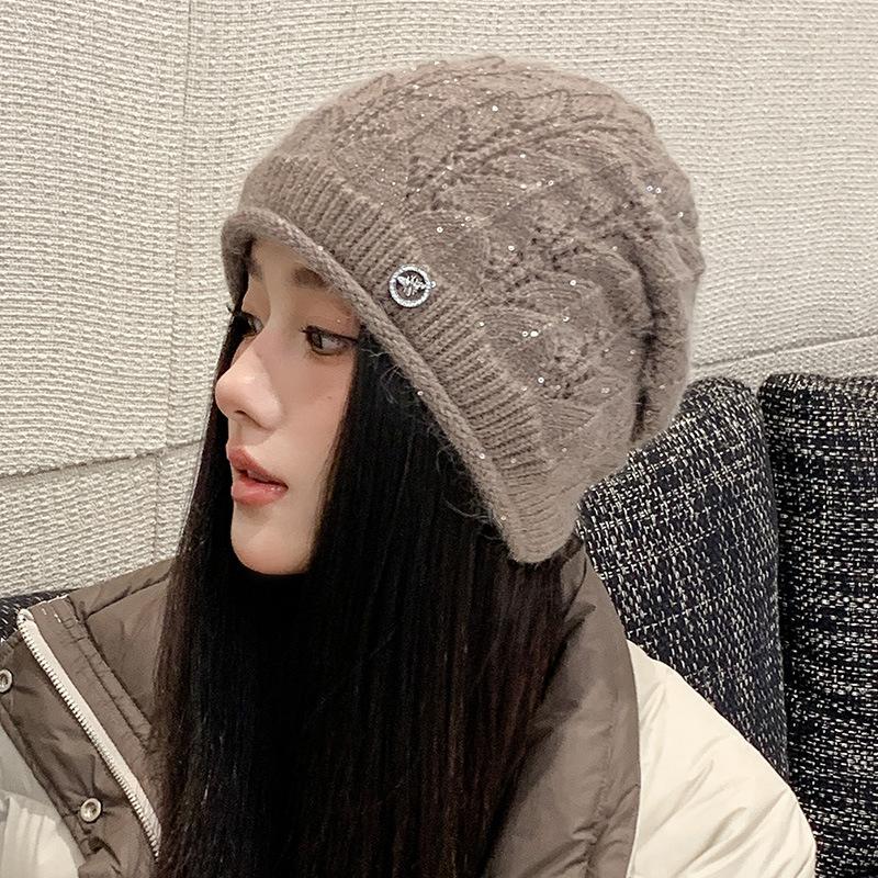 

Осенне-зимняя универсальная шапка-пуловер с теплой бархатной вязаной пряжей, кепка с носком, ворсовая кепка для женщин One Size темно-коричневого