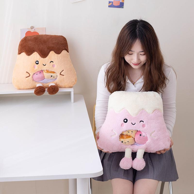 A Bag of Food Snack Pudding Plush Pillow Cartoon Mini Fruit Candy Dolls Stuffed Toys Sofa Cushion Christmas Birthday Gift