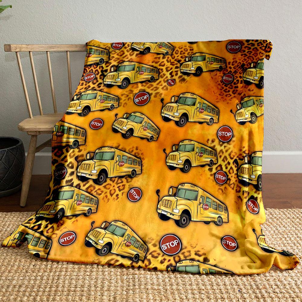 Leopard Print School Bus Blanket bedroom Blanket for Livingroom Couch lunch break Soft throw for Friend s festival Gift 80cm x 120cm