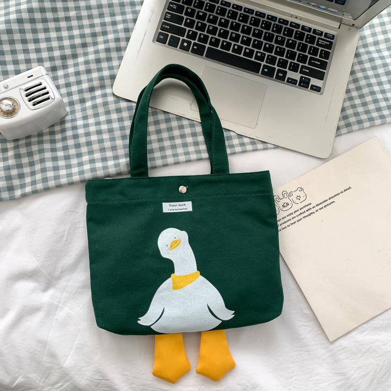 Summer New Duck Canvas Women's Bag, Cute and Fashionable Handbag, Fresh and Simple Shoulder Student Bag