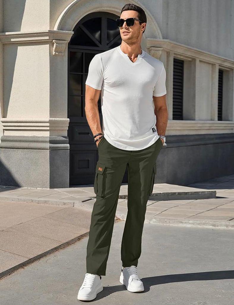 2024 Men's Summer Cargo Pants with Drawstring – Multi-Pocket, Casual Fit