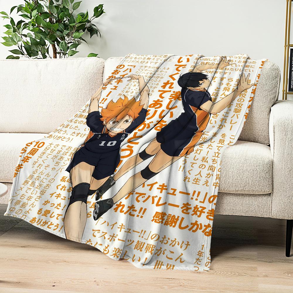 Comic Anime Art H-Haikyu S-Shoyo Hinata Blanket Flannel Warm Soft Plush Blanket for Sofa Living Room Office Bedroom Travel Gift
