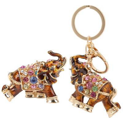 Keychain Exquisite RhinestoneEncrusted Elephant Car Bag Pendant for Girl Birthday Gift(Dark Brown )