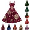 Children's Fashion Casual Christmas Print Sexy Off-the-shoulder Punk Retro Dress