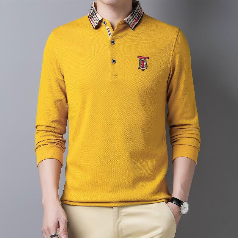 

Весенне-осенняя новая мужская рубашка поло с длинными рукавами с лацканами, мужская модная футболка с вышивкой, мужская футболка-поло 2XL