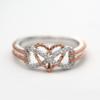 Elegant Rose Gold Two-tone Heart Cross Ring For Fashionable Young Women