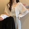 2024 Spring/Summer White Water Ripple Lantern Sleeve Sunscreen Cardigan Shawl