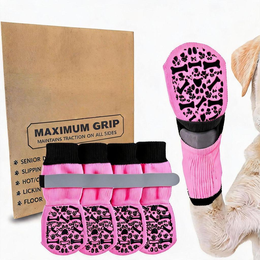 Zhuji Anti-Rutsch-Socken für mittelgroße bis große Hunde und Katzen - Haustier-Schuhe für drinnen und draußen