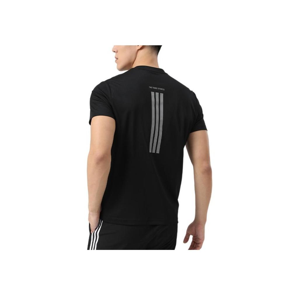 Adidas Classic Three Stripes Quick-Dry T-Shirt Breathable Casual Fashion Trend Sports Crew Neck Short Sleeve Men Tops Black KC3741
