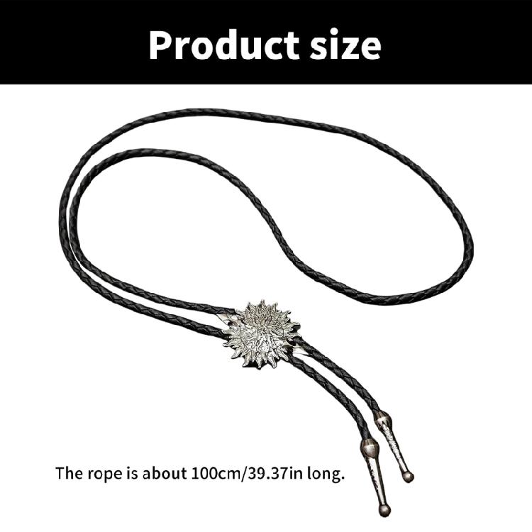 Men's Classical Leather Cord Bolo Tie with Metal Pendant Western Vintage Necktie Shirt Collar Necklace for Festivals