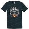 Superhero T Shirt W/ Superman Emblem Fiery City Storm Graphic Tee Art Design