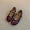 Retro temperament, buckle Mary Jane shoes, flat Mary Jane professional single shoes