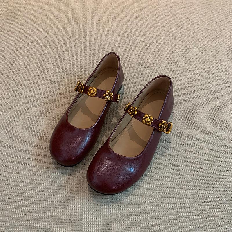 Retro temperament, buckle Mary Jane shoes, flat Mary Jane professional single shoes