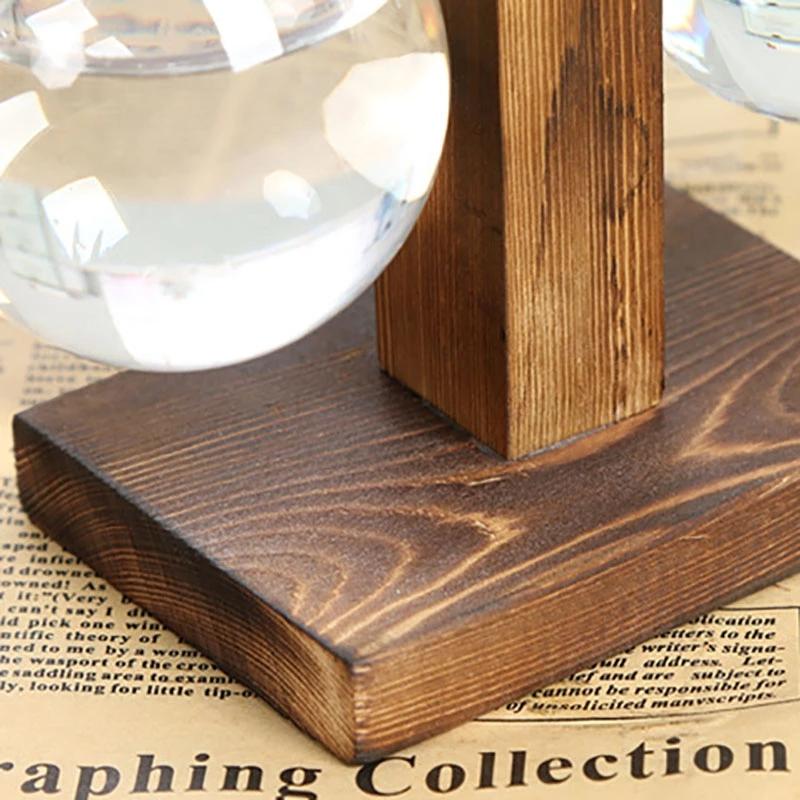 Terrarium Hydroponische Pflanzvasen Vintage Blumentopf Transparente Vase Holzrahmen Glas Tischplatte Pflanzen Bonsai Heimdekorationen