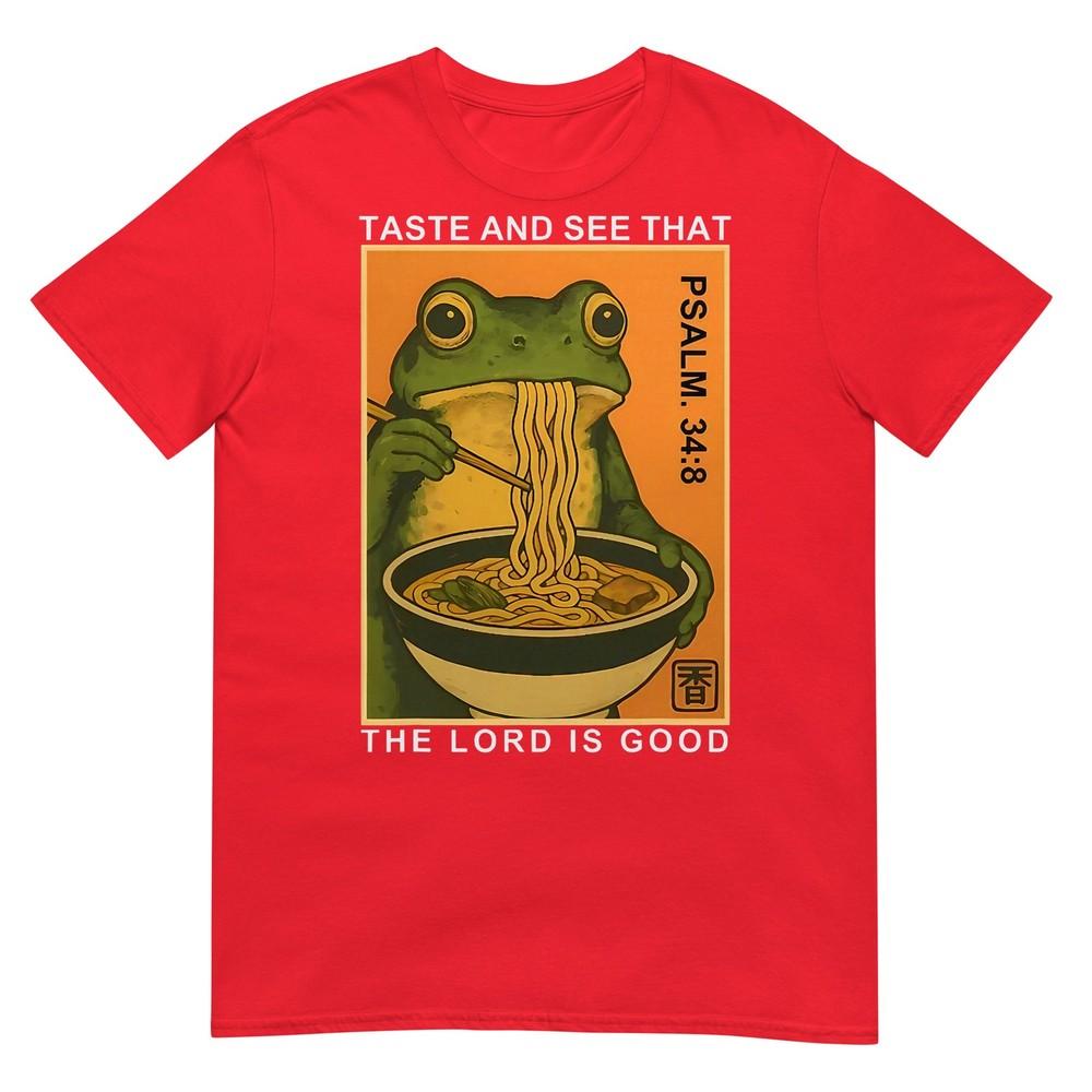 Taste And See That The Lord Is Good Psalm 348 Frog Japanese TShirt S