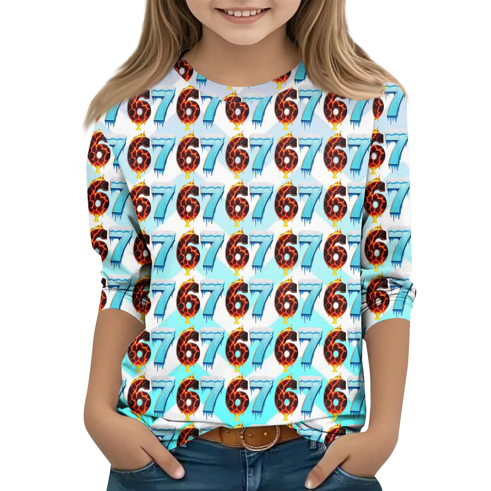 

Дитяча футболка з рукавом 3/4, повсякденна футболка з круглим вирізом, пуловер, блузка 120