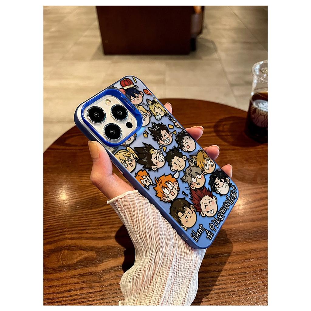 Haikyuu!! Průhledné TPU pouzdro na telefon s koláží chibi postaviček Pro iPhone 15 Pro Max a Samsung Galaxy S24 Ultra, Nárazuvzdorný kryt