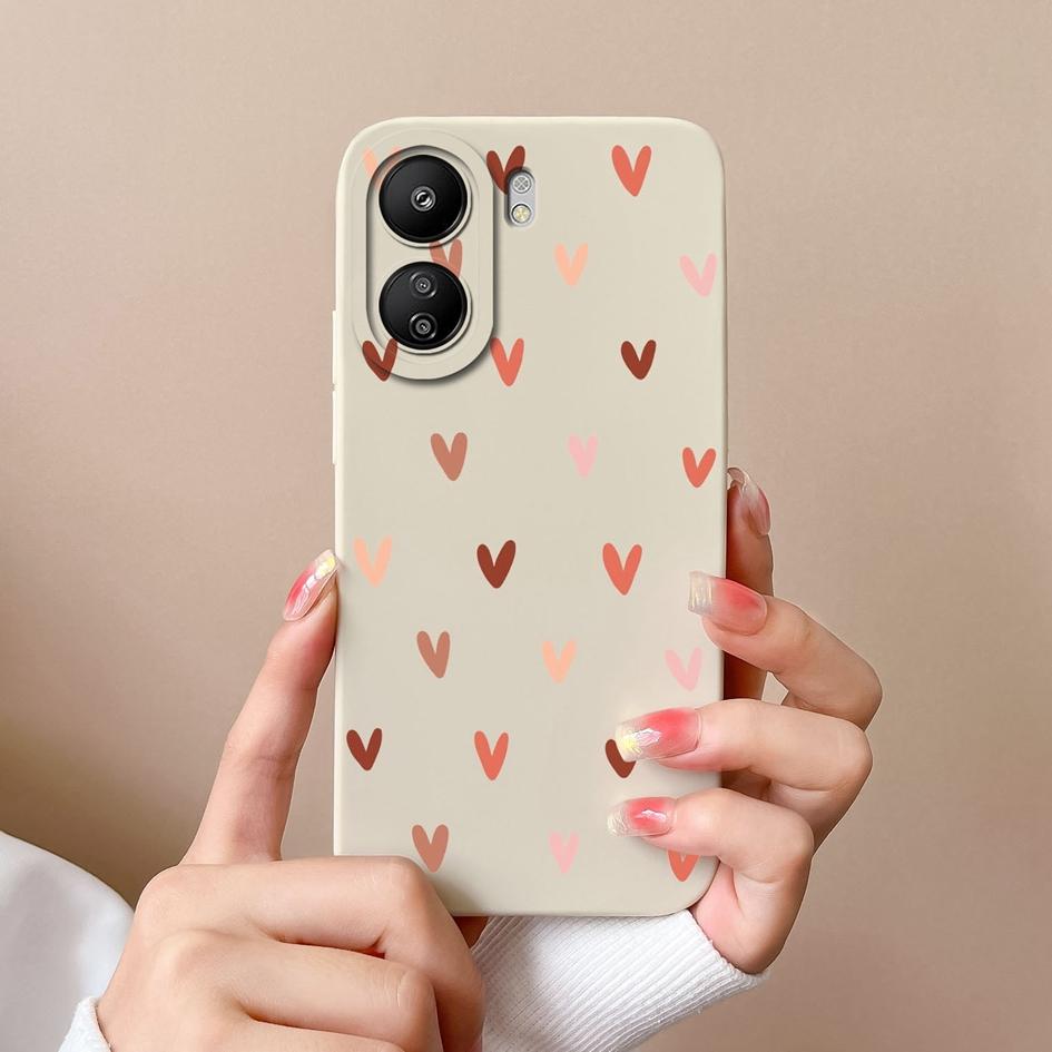 For Xiaomi Redmi Note 13 Pro+ K60 Ultra 13R K70 Pro K70E 13C Case Cover Fashion Protective Love Heart Matte Liquid Soft Silicone TPU For Redmi Bumpers