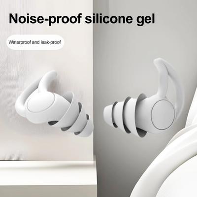1 Pair Silicone Noise Reduction Earplugs Washable Waterproof Soft Reusable Hearing Protection Concerts Work Study Sleeping Silent Earplugs