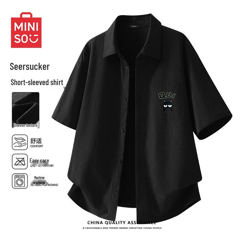 MINISO Men s Casual Triple-Proof Seersucker Shirt 4XL