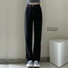 Women's Autumn Wide-Leg Elastic-Waist Jeans: High-Waist, Loose-Fit, Straight-Leg with Drawstring.