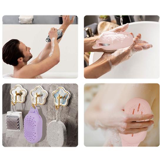 Tvålpåse i silikon med dräneringshål Knappdesign Dubbelsidig exfolierande tvålpåse Tvålsparande ficka Duschkroppsskrubb