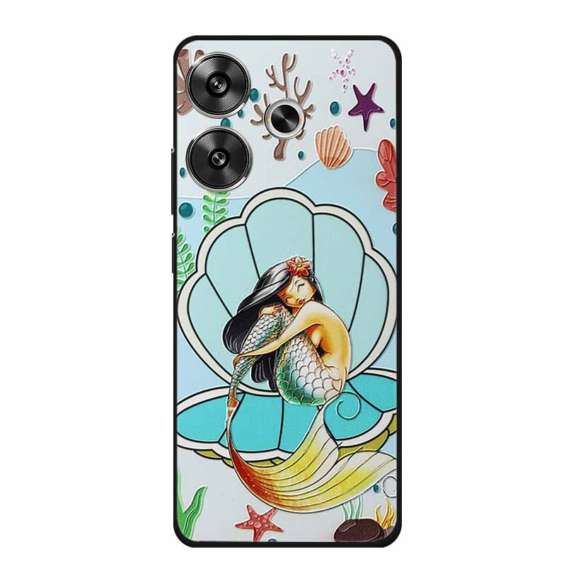 3D Embossed Case For Xiaomi Poco M6 4G Phone Case M 6 Plus Flowers Silicone Soft Coque For Xiaomi Redmi 13 13x Back Cover Case