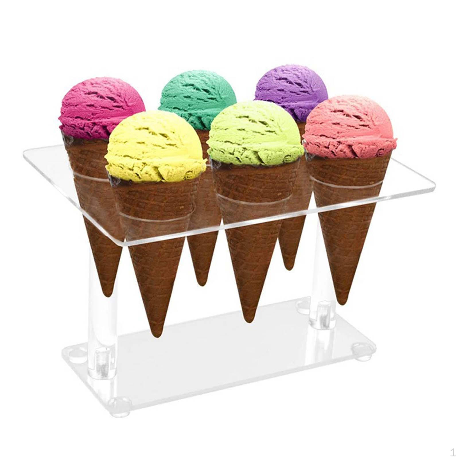 6 Holes Clear Acrylic Ice Cream Cone Holder sushi Roll Stand for Cupcake, Sugar, Popcorn, Restaurant