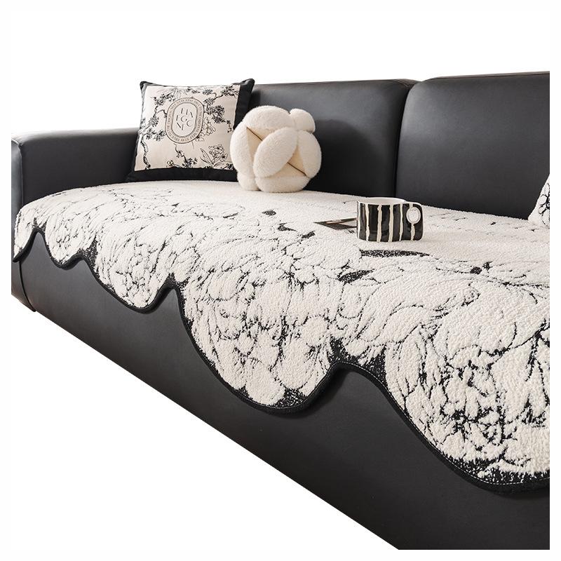 Nordic High-Grade Camellia Sofa Cushion Special-Shaped Irregular Sofa Seat Cushion Anti-Slip Cover Cloth