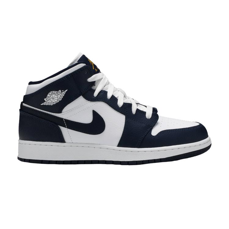 Jordan 1 Mid White Metallic Gold Obsidian (GS) 35.5