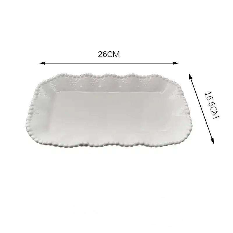 Ceramic Pearl Plate Breakfast Sense Dessert Bow Bread Dish Tableware