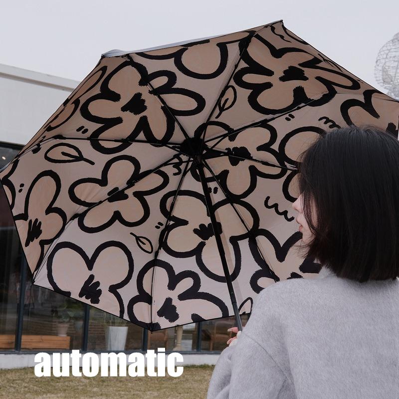 Fully Automatic Umbrella for Girls Dual Purpose Sun and Rain Protection Reinforced Sun Umbrella UV Resistant Sun Umbrella