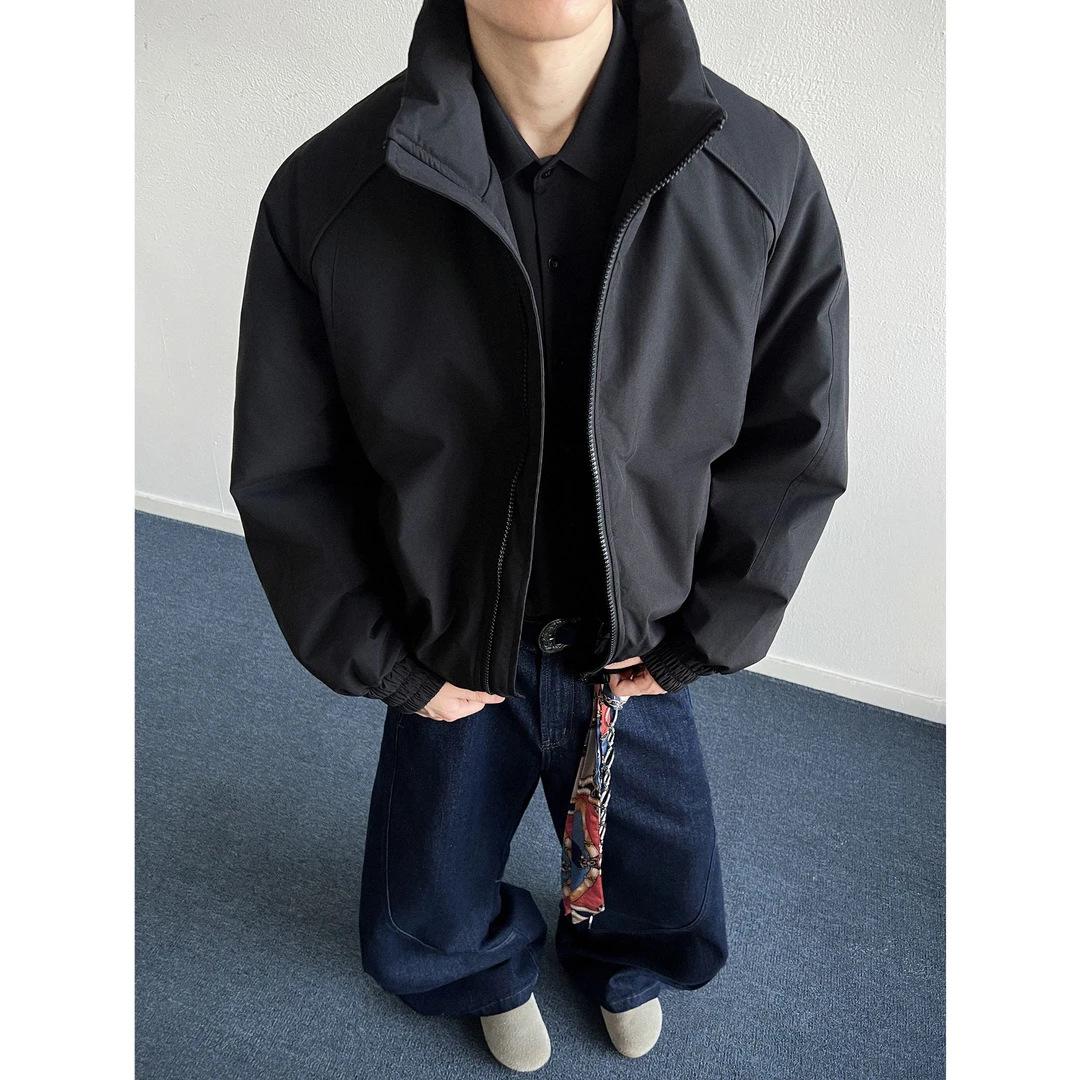 American-Style Stand-Up Collar Winter Cotton Jacket - Unisex Trendy Windbreaker XXL чёрный