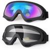 Motorcycle Goggles 2 Pack, Dirt Bike ATV Goggles Motocross Riding Racing Eyewear Off-Road MX Bike & Ski Goggles UV400 Anti-Fog Impact-Resistant