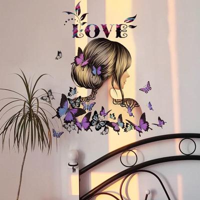 Wall Sticker Butterfly English Slogan Girl Flower Wall Sticker Paper Living Room Decoration Self Adhesive