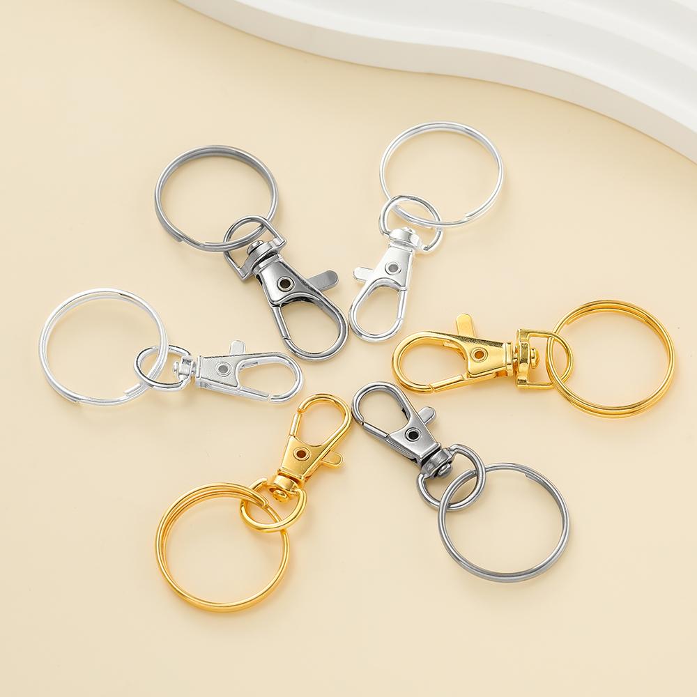 20/50Pcs Swivel Snap Hooks with Key Ring Metal Swivel Lobster Claw Clasps for DIY Keychain Bag Hang Jewelry Making Accessories