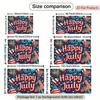 Festive Independence Day Tapestry, Bold "Happy 4th of July" Text with Fireworks, Balloons and Stars, Vibrant Patriotic Wall Art