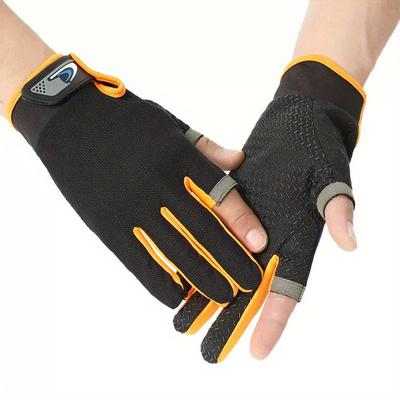 Sommer Angelhandschuhe für Männer und Frauen, Zwei-Finger-Cut, Touchscreen, rutschfest, sonnenbeständig, atmungsaktiv, Fahrrad-Fitnesshandschuhe
