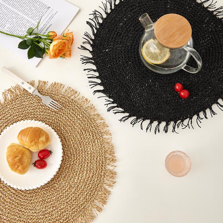 Round Placemats Set of 2 for Dining Tables Heat Resistant Table Mats Handmade Natural Place mats for Farmhouse Table Decoration