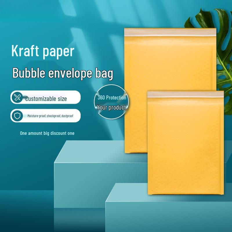 Thickened Yellow Kraft Bubble Envelope: Shockproof, Pressure-Resistant, Self-Sealing Packaging Bag 29*39+4cm, Box of 97