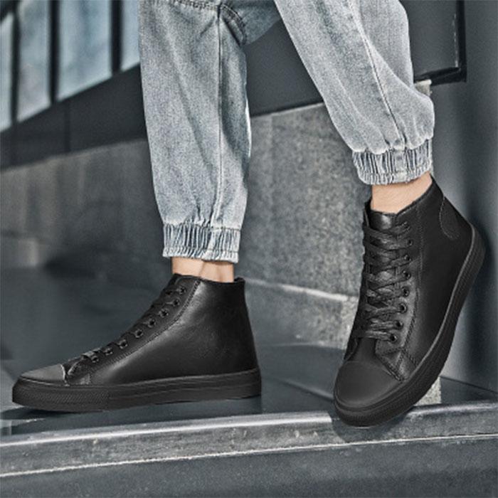 Top alto hombre real de microfibra cuero medio-alto-top pedicura tipo  coreano botas negras casuales zapatos deportivos talla grande 46 comprar a  buen precio — entrega gratuita, reseñas reales con fotos — Joom
