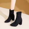 Thick Heel Women Short Boots Fashion Slimming Ankle Booties Classic Style Autumn Winter Female Pointed Toe Women Boots Plus Size