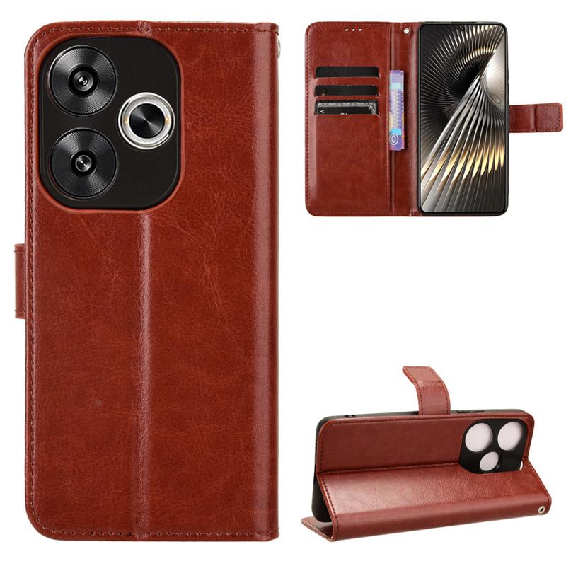 

Кожаный флип-чехол для Xiaomi Poco F6 Pro F5 5G X6 X5 M6 Pro 4G C65, защитный кошелек, слот для карт, подставка, противоударный держатель, бизнес-чехол с полной защитой For Poco F6 коричневый