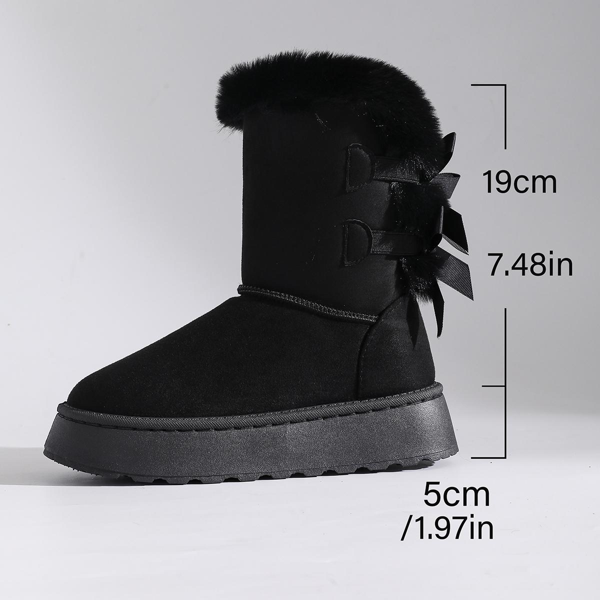 

Женские теплые утолщенные плюшевые зимние ботинки с бантом, толстая платформа, ботильоны, женские слипоны, нескользящие хлопковые ботинки 36
