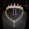 Wedding Accessories Crown Necklace Earring Set High End Look Dance Party Decoration Bride's Jewelry Three Piece Set