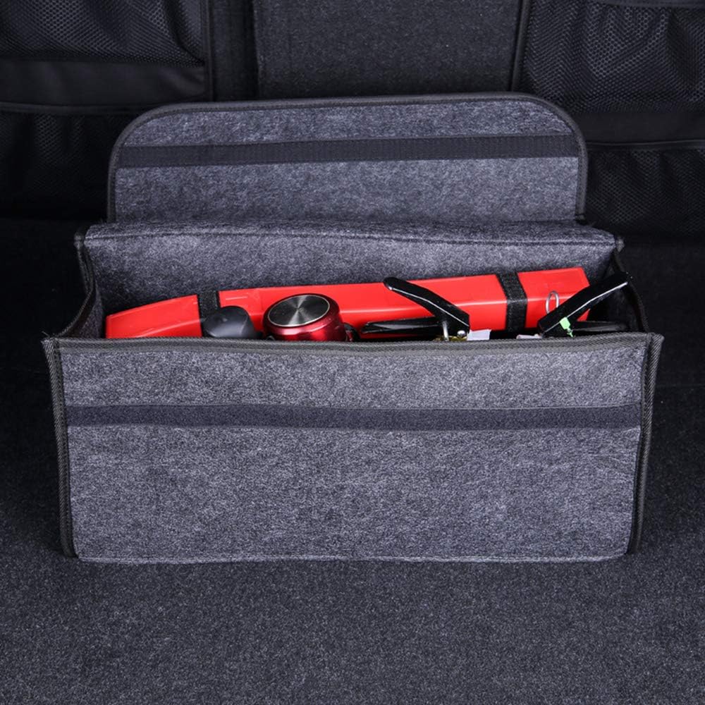 Car Storage Bag, Car Soft Storage Box Trunk Bag Travel Storage Organizer Holder Car Accessories Deep Grey