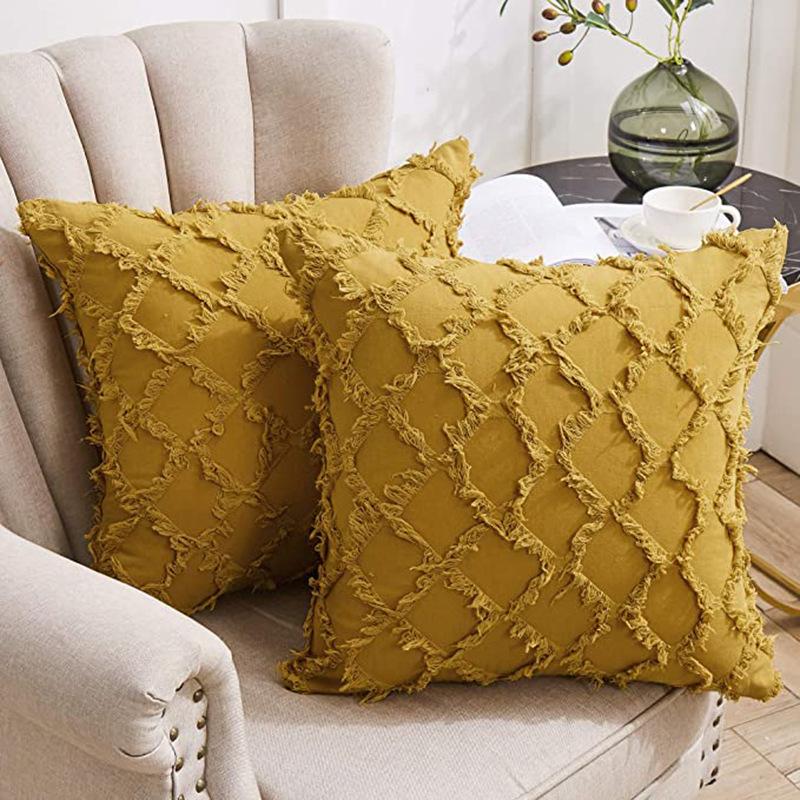 Pillow Home Pillow Cover Double-sided Cotton Linen Checkered Back Pillow Cushion Sofa Lumbar Pillow