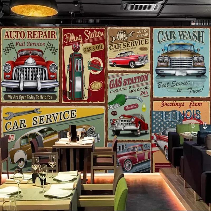 Retro Nostalgic Photo Wallpaper Hand-Painted European Style Classic Car Murals Bar Restaurant Wall Paper For Walls 3d