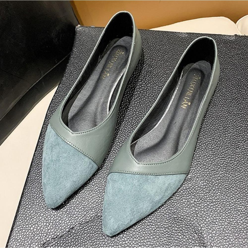 Flats Womens Spring Autumn Black Work Leather Shoes Pointed and Comfortable Professional Shallow Mouth Low Heel Work Shoes Women